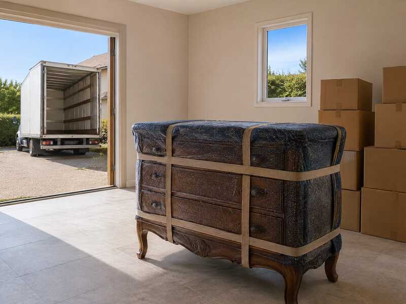 Mobilier housse et sangle lors d'un demenagement de retraite