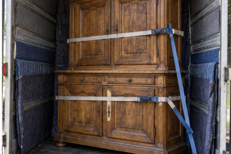 Buffet deux corps sangle dans un camion capitonne