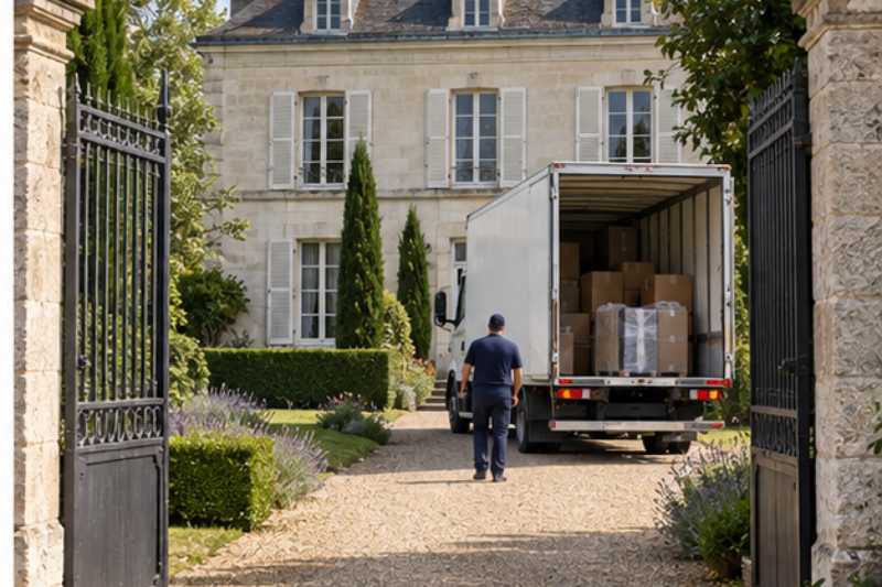 Camion reculant dans l allee d une maison du Val de Loire